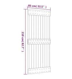 Porte coulissante et kit de quincaillerie 85x210 cm pin massif