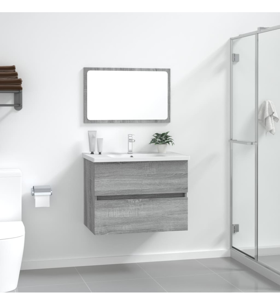 Ensemble de meubles de salle de bain 2 pcs Sonoma gris