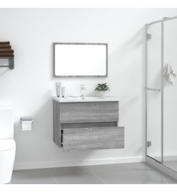 Ensemble de meubles de salle de bain 2 pcs Sonoma gris