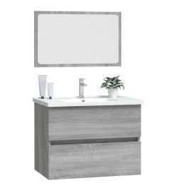 Ensemble de meubles de salle de bain 2 pcs Sonoma gris