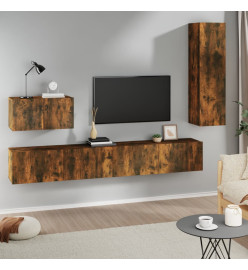 Ensemble de meubles TV 4 pcs Chêne fumé Bois d'ingénierie