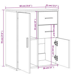 Buffet blanc 60x31x70 cm bois d'ingénierie