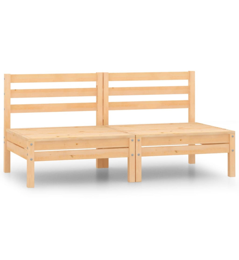 Canapés centraux de jardin 2 pcs Bois de pin massif