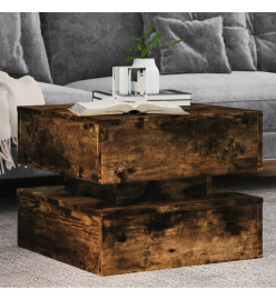 Table basse avec lumières LED chêne fumé 50x50x40 cm
