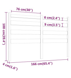Tête de lit Gris 166x4x100 cm Bois massif de pin