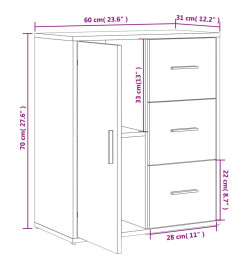 Buffet blanc 60x31x70 cm bois d'ingénierie