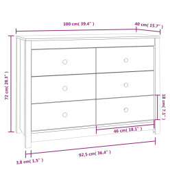 Armoire latérale Noir 100x40x72 cm Bois de pin massif