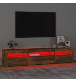 Meuble TV avec lumières LED Chêne fumé 195x35x40 cm