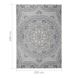 Tapis à tissage plat d'extérieur 200x280 cm Motif bleu