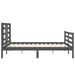 Cadre de lit avec tête de lit gris 140x190 cm bois massif