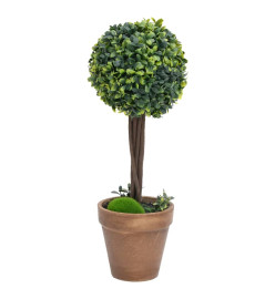 Plantes de buis artificiel 2 pcs avec pots Boule Vert 33 cm