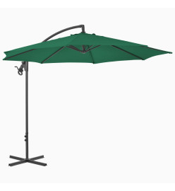 Parasol en porte-à-feux avec mât en acier 300 cm Vert