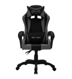 Fauteuil de jeux vidéo avec LED RVB Gris et noir Similicuir