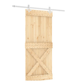 Porte coulissante et kit de quincaillerie 90x210 cm pin massif