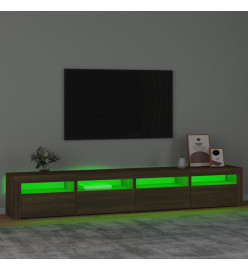 Meuble TV avec lumières LED Chêne marron 240x35x40 cm