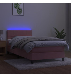 Sommier à lattes de lit avec matelas et LED Rose 80x200 cm