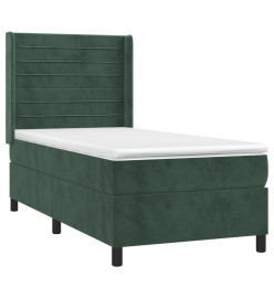 Sommier à lattes de lit et matelas Vert foncé 80x200 cm Velours