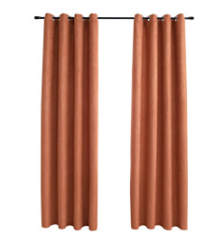 Rideaux occultants et anneaux en métal 2 pcs Rouille 140x175 cm