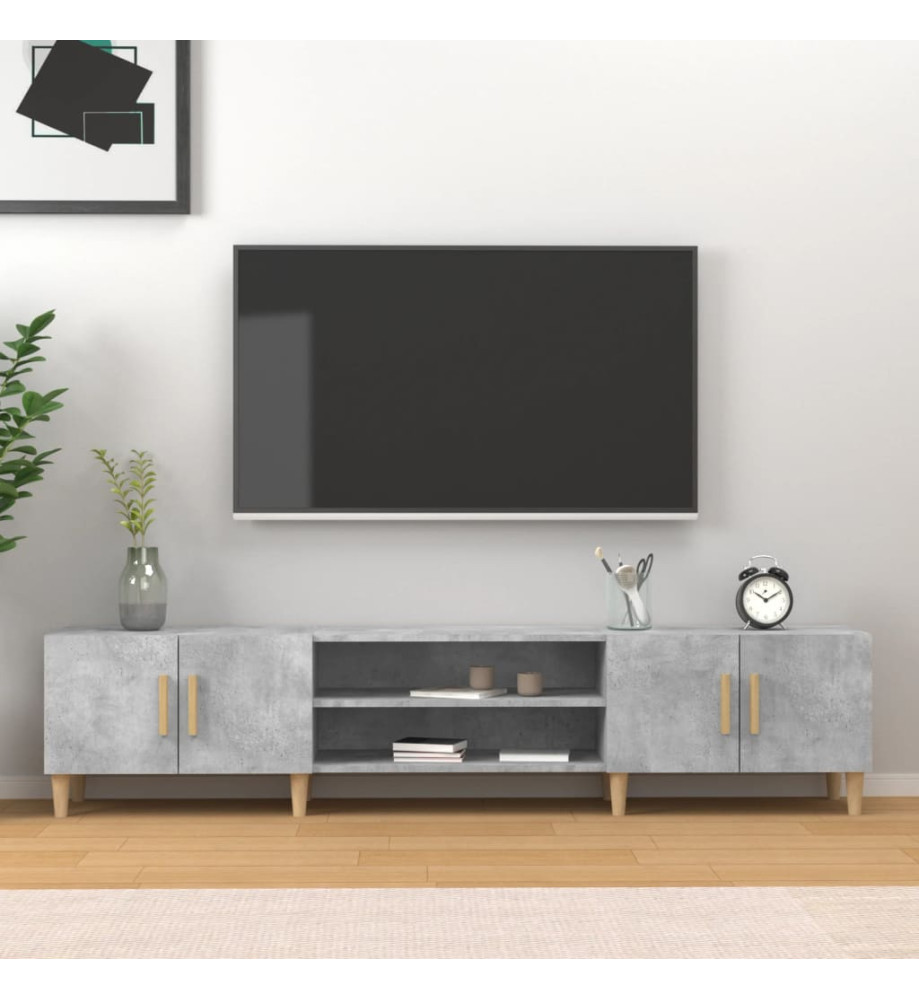 Meuble TV gris béton 180x31,5x40 cm bois d'ingénierie