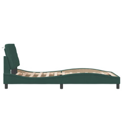 Cadre de lit avec lumières LED vert foncé 100x200 cm velours