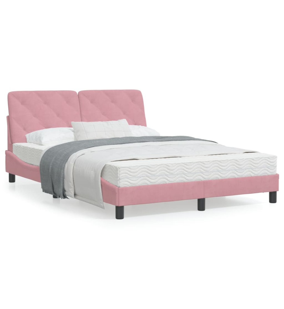 Cadre de lit avec lumières LED rose 140x190 cm velours Cadre de lit avec lumières LED rose 140x190 cm velours