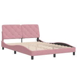 Cadre de lit avec lumières LED rose 140x190 cm velours