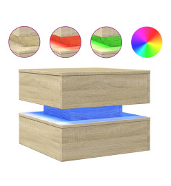 Table basse avec lumières LED chêne sonoma 50x50x40 cm