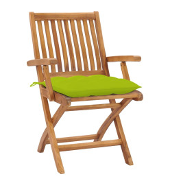 Chaises pliables de jardin avec coussins 4 pcs Teck solide