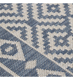 Tapis à tissage plat d'extérieur 100x200 cm Rayures bleues