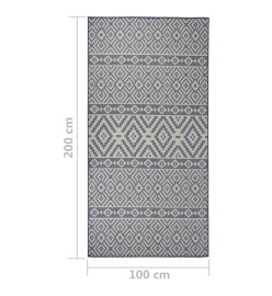 Tapis à tissage plat d'extérieur 100x200 cm Rayures bleues