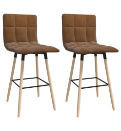 Tabourets de bar lot de 2 marron tissu