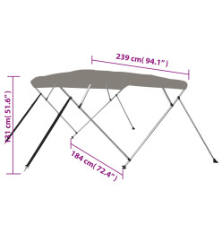 Auvent bimini à 4 arceaux gris 239x184x131 cm