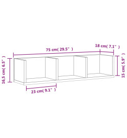 Armoire murale noir 75x18x16,5 cm bois d'ingénierie