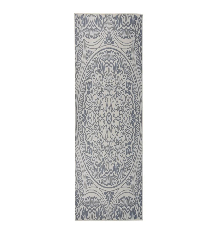 Tapis à tissage plat d'extérieur 80x250 cm Motif bleu Tapis à tissage plat d'extérieur 80x250 cm Motif bleu