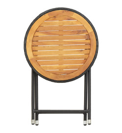 Ensemble de bistro de jardin 3pcs Résine tressée et acacia Noir