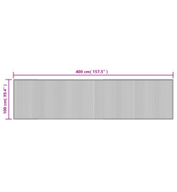 Tapis rectangulaire gris 100x400 cm bambou