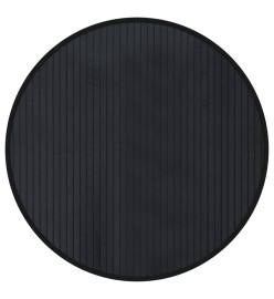 Tapis rond noir 60 cm bambou