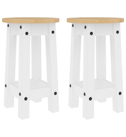 Tabourets de bar lot de 2 blanc bois massif de pin