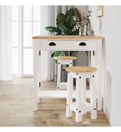 Tabourets de bar lot de 2 blanc bois massif de pin