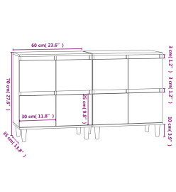 Buffets 2 pcs chêne sonoma 60x35x70 cm bois d'ingénierie