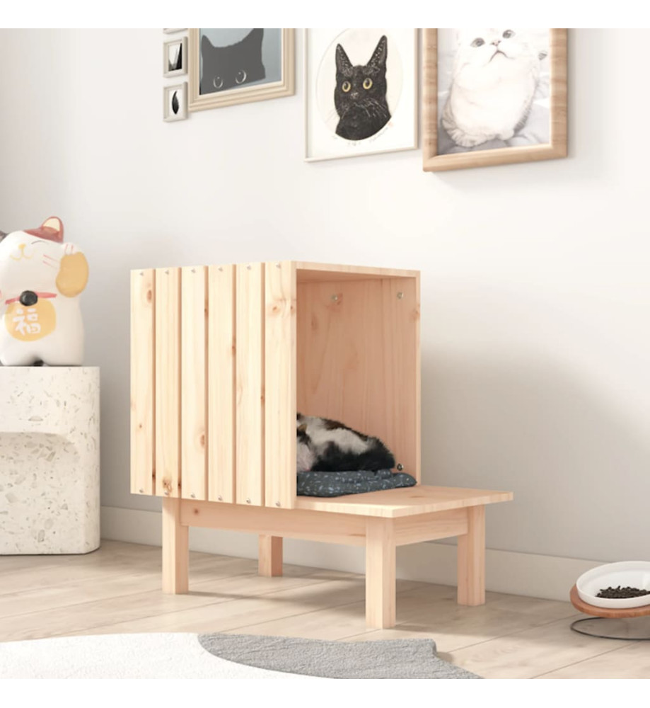 Maison pour chat 60x36x60 cm Bois de pin massif