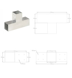 Connecteur de poteau Forme en T Métal galvanisé 81x81 mm