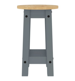 Tabourets de bar lot de 2 gris bois massif de pin