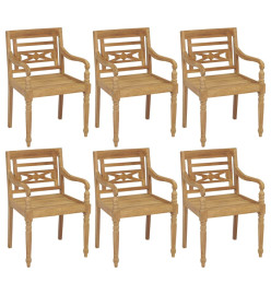 Chaises Batavia avec coussins 6 pcs Bois de teck solide