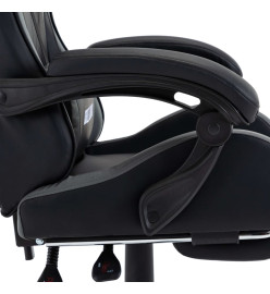 Fauteuil de jeux vidéo avec repose-pied Gris et noir Similicuir