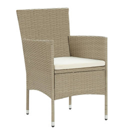 Ensemble de salle à manger de jardin 3 pcs Résine tressée Beige