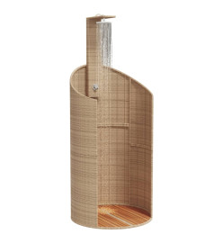 Douche d'extérieur beige 100x100x241,5cm poly rotin bois acacia