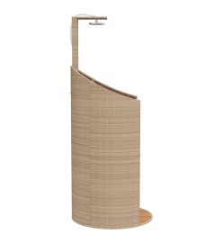 Douche d'extérieur beige 100x100x241,5cm poly rotin bois acacia