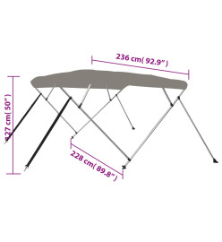 Auvent bimini à 4 arceaux gris 236x228x127 cm