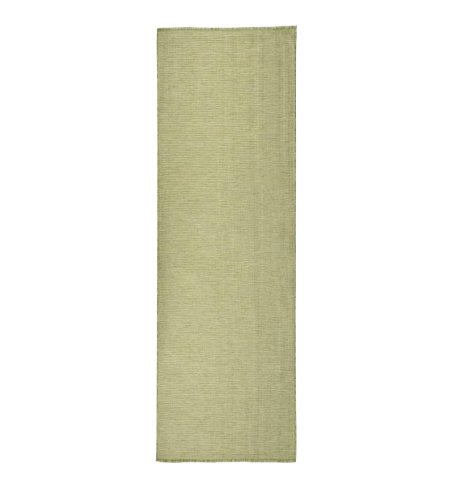 Tapis à tissage plat d'extérieur 80x250 cm Vert